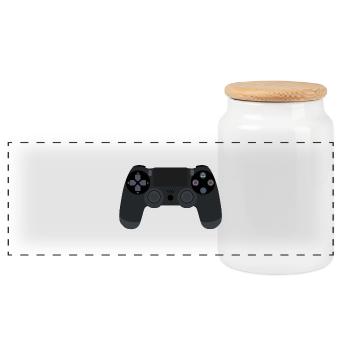 Game Controller - Panoramic Cookie Jar with Wooden Lid - white - Front