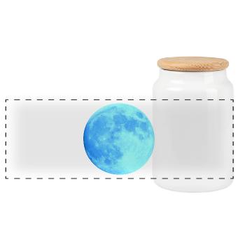 Blauer Mond - Panorama Keksdose mit Holzdeckel - Weiß - Vorne