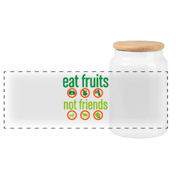 Vegan vegetarian animal welfare gift idea - Panoramic Cookie Jar with Wooden Lid - white - Front