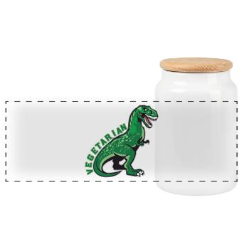 Vegan vegetarian animal welfare gift idea - Panoramic Cookie Jar with Wooden Lid - white - Front