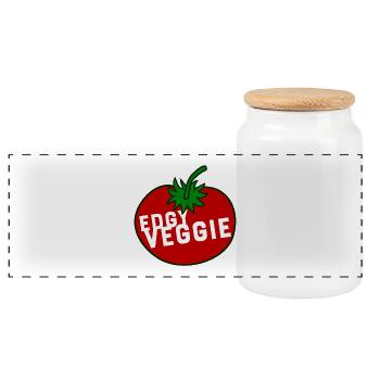 Vegan vegetarian animal welfare gift idea - Panoramic Cookie Jar with Wooden Lid - white - Front