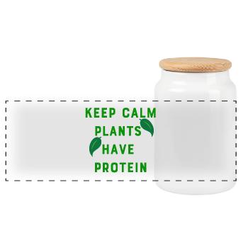 Vegan vegetarian animal welfare gift idea - Panoramic Cookie Jar with Wooden Lid - white - Front