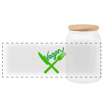 Vegan vegetarian animal welfare gift idea - Panoramic Cookie Jar with Wooden Lid - white - Front