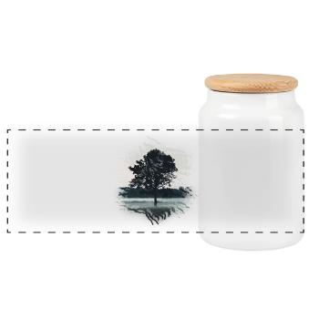 Baum in der Natur im Paint Stil - Panorama Keksdose mit Holzdeckel - Weiß - Vorne