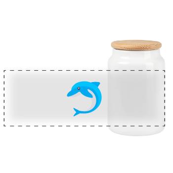 dauphin bleu - Boîte à biscuits avec couvercle en bois - blanc - Devant