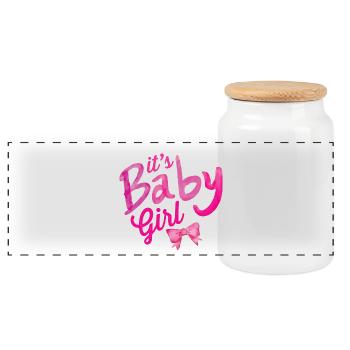 schwanger Baby Kind geboren Geburt Geschenkidee - Panorama Keksdose mit Holzdeckel - Weiß - Vorne