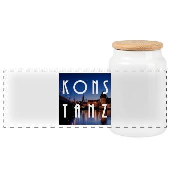Konstanz - Panorama Keksdose mit Holzdeckel - Weiß - Vorne