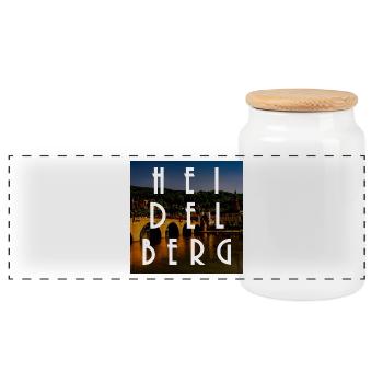 Heidelberg - Panorama Keksdose mit Holzdeckel - Weiß - Vorne