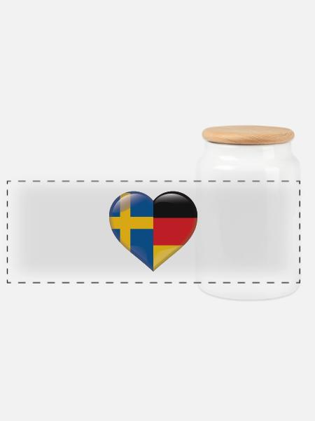Herz Flagge Schweden Deutschland Deutsch Geschenk - Panorama Keksdose mit Holzdeckel - Weiß