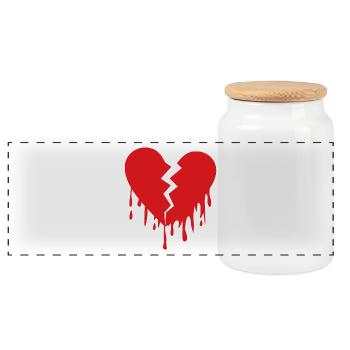 Broken heart eu - Panoramic Cookie Jar with Wooden Lid - white - Front