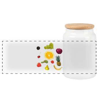 fruit - Panoramic Cookie Jar with Wooden Lid - white - Front