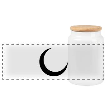 crescent - Panoramic Cookie Jar with Wooden Lid - white - Front