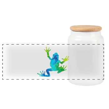 frog - Panoramic Cookie Jar with Wooden Lid - white - Front