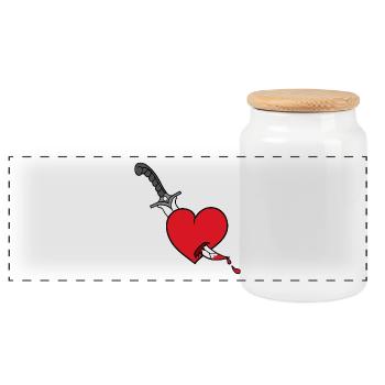 Coeur de couteau - Boîte à biscuits avec couvercle en bois - blanc - Devant