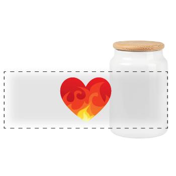 Coeur avec le feu de - Boîte à biscuits avec couvercle en bois - blanc - Devant