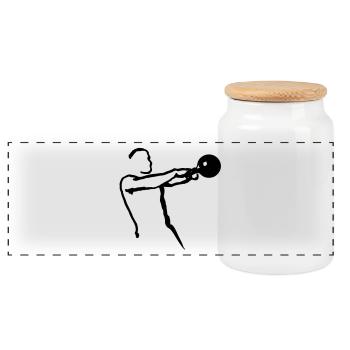 Kettlebell Swing groß - Panorama Keksdose mit Holzdeckel - Weiß - Vorne
