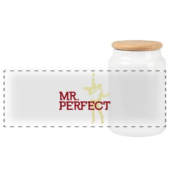 Mr. Perfect - Panoramic Cookie Jar with Wooden Lid - white - Front