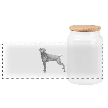 Weimaraner - Panorama Keksdose mit Holzdeckel - Weiß - Vorne