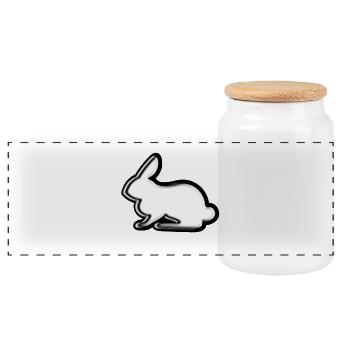 Hase - Panorama Keksdose mit Holzdeckel - Weiß - Vorne