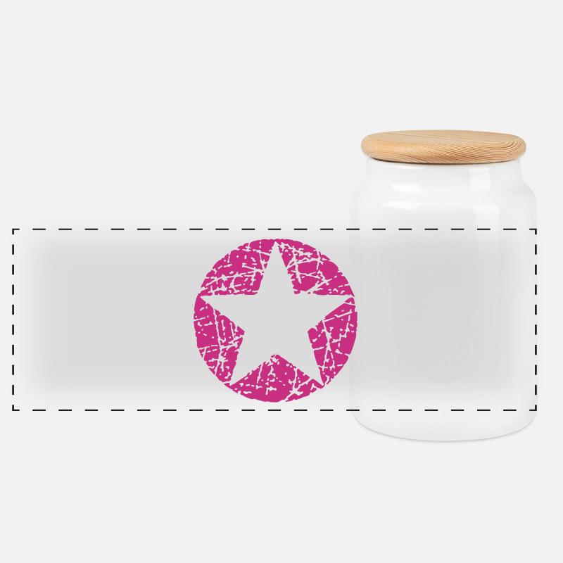 Vintage Star 2 - Panorama Keksdose mit Holzdeckel - Weiß