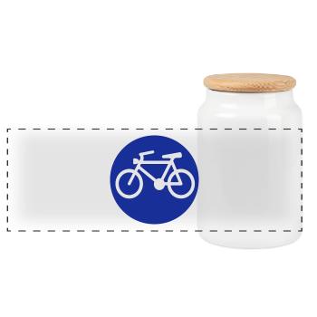 bicycle - Panoramic Cookie Jar with Wooden Lid - white - Front