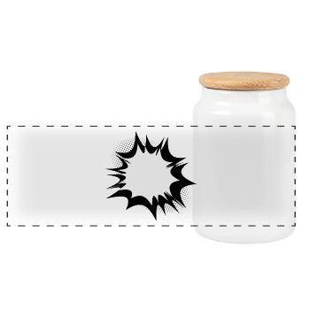 Comic speech bubble explosion - Panoramic Cookie Jar with Wooden Lid - white - Front
