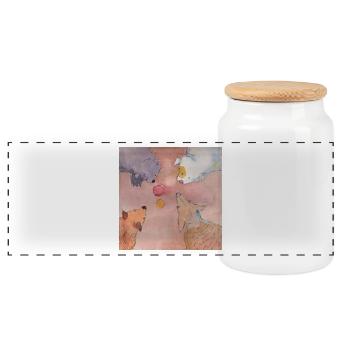 who Gets the Ball - Panoramic Cookie Jar with Wooden Lid - white - Front