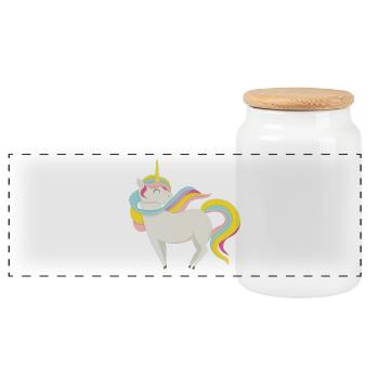 Enchanted pastel unicorn - Panoramic Cookie Jar with Wooden Lid - white - Front