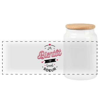 Bientôt-grande-soeur - Boîte à biscuits avec couvercle en bois - blanc - Devant