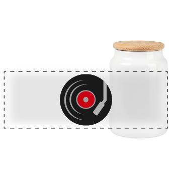 disque - Boîte à biscuits avec couvercle en bois - blanc - Devant