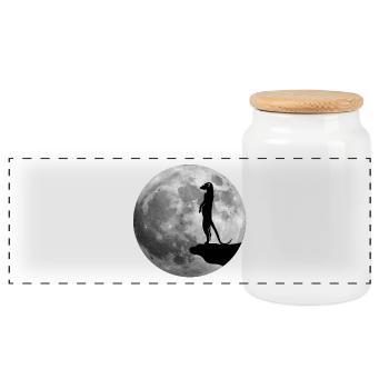 erdmännchen mond meerkat moon wildtiere - Panorama Keksdose mit Holzdeckel - Weiß - Vorne