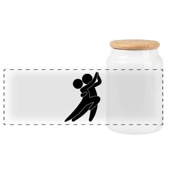 Tango Tänzer - Panorama Keksdose mit Holzdeckel - Weiß - Vorne