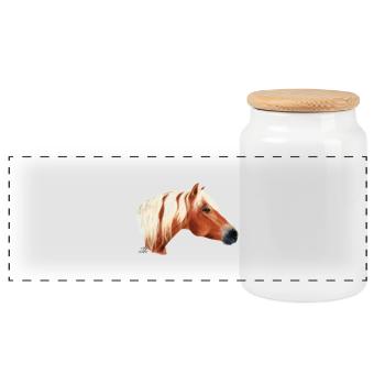 Haflinger Pferd / horse - Boîte à biscuits avec couvercle en bois - blanc - Devant