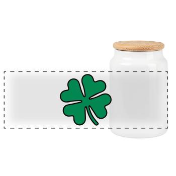 Trèfle - Feuille de trèfle - Boîte à biscuits avec couvercle en bois - blanc - Devant