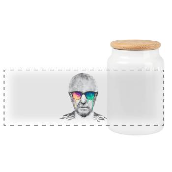 Albert Hofmann - Psychedelic Polygon Portrait - Panoramic Cookie Jar with Wooden Lid - white - Front