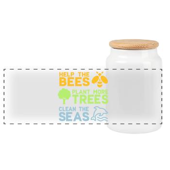 Help the Bees Plant More Trees | Forest trees nature - Panoramic Cookie Jar with Wooden Lid - white - Front