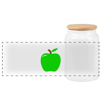 pomme verte - Boîte à biscuits avec couvercle en bois - blanc - Devant