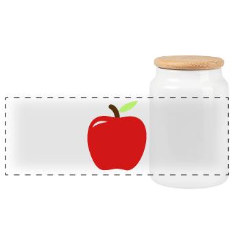 Apple - Panoramic Cookie Jar with Wooden Lid - white - Front