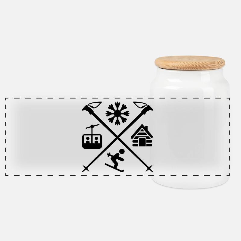 Ski - Panorama Keksdose mit Holzdeckel - Weiß