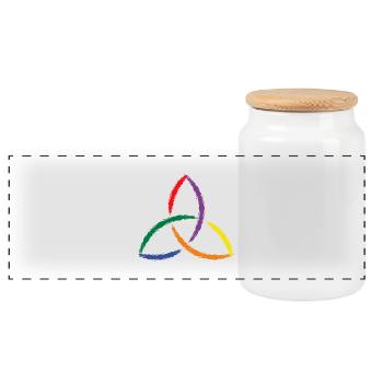 Keltisches Symbol Triquetra Regenbogen - Panorama Keksdose mit Holzdeckel - Weiß - Vorne