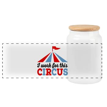 circus - Panoramic Cookie Jar with Wooden Lid - white - Front