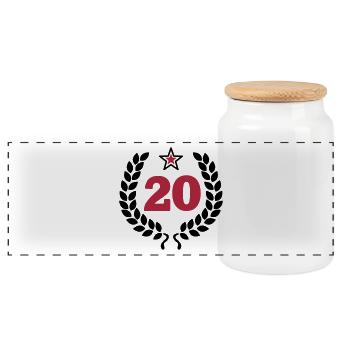 20 - Zwanzig - Birthday - runder Geburtstag - Boîte à biscuits avec couvercle en bois - blanc - Devant