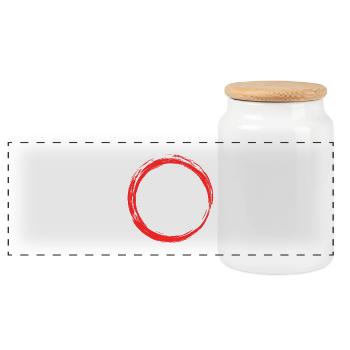 Circle Icon Design Red - Panoramic Cookie Jar with Wooden Lid - white - Front