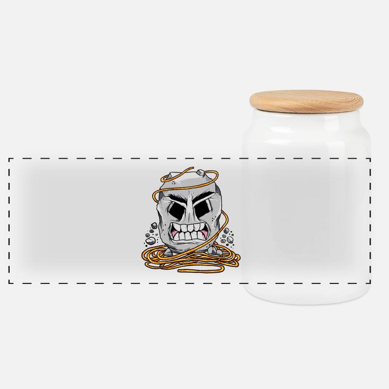 Rock Climber with Rope - Climbing T-Shirt - Panoramic Cookie Jar with Wooden Lid - white
