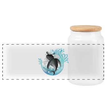 Tauch Dive Humpbacks - Buckelwale - Panorama Keksdose mit Holzdeckel - Weiß - Vorne