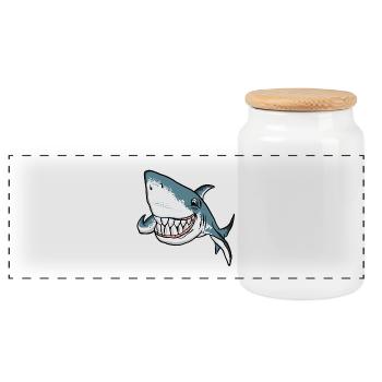 Tauch Dive Shark Hai - Panorama Keksdose mit Holzdeckel - Weiß - Vorne