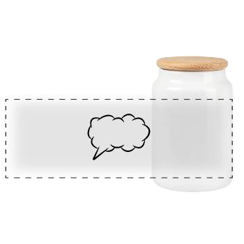 Speech bubble thought bubble - Panoramic Cookie Jar with Wooden Lid - white - Front