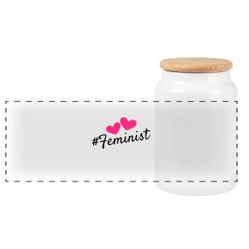 Feminist hashtag design feminist - Panoramic Cookie Jar with Wooden Lid - white - Front
