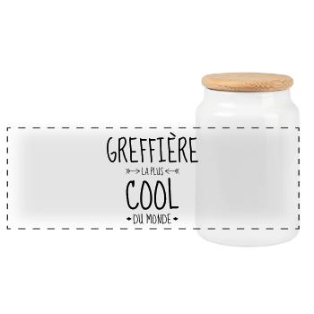 greffier / greffe / tribunal / justice / juge - Boîte à biscuits avec couvercle en bois - blanc - Devant