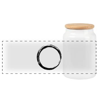 Kreis Symbol Design Schwarz - Panorama Keksdose mit Holzdeckel - Weiß - Vorne